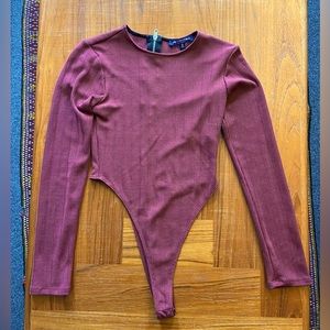 One Clothing High Leg Maroon Bodysuit